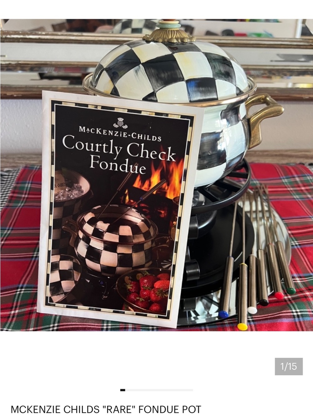 MacKenzie-Childs Black and White Courtly Check Fondue Set ! WANT TO PURCHASE !!!